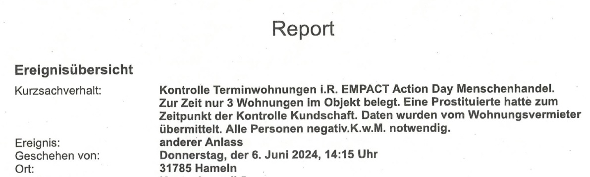Report - Kontrollbericht zur späteren Belastungszeugin