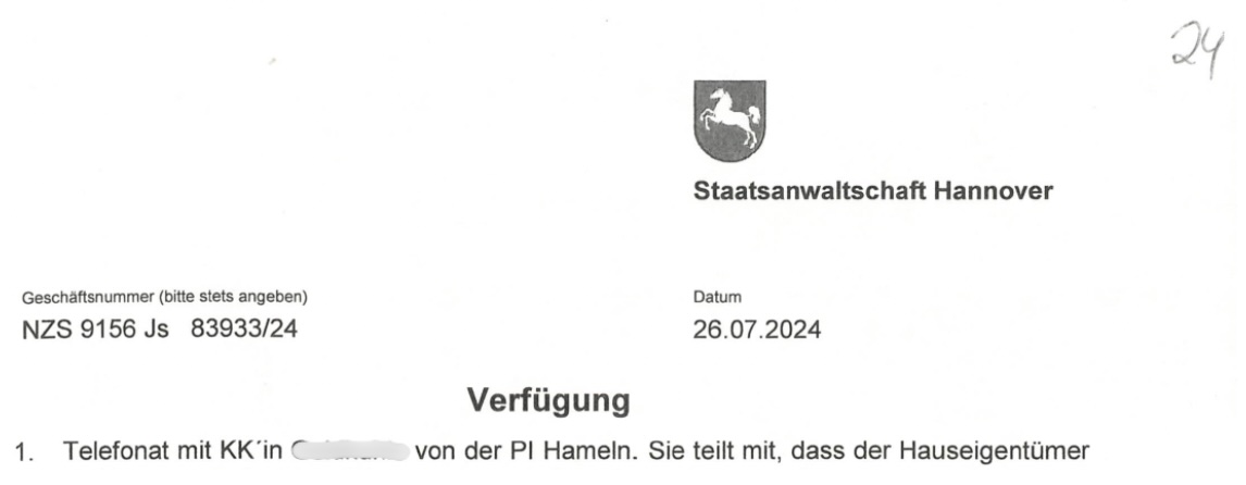 Telefonat zum Statuswechsel - die Kripo-Beamtin hat dieses Telefonat nicht dokumentiert