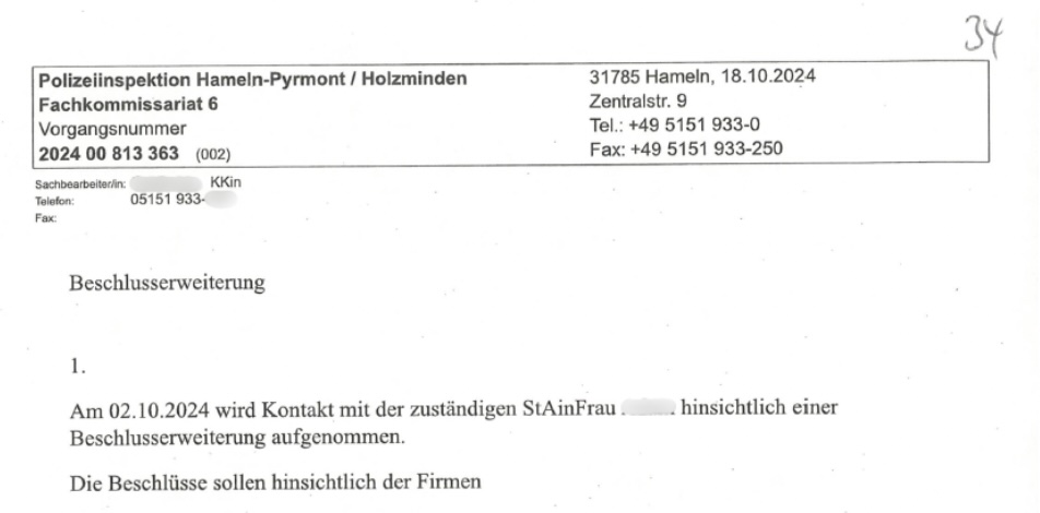 Wiedervorlage 2 Monate nach Eingang Durchsuchungsbeschluss