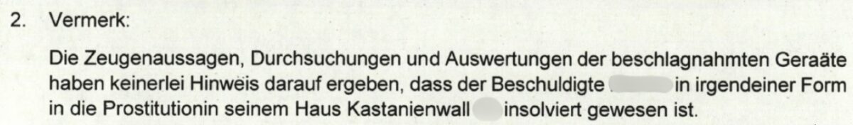 Einstellungsvermerk der Staatsanwaltschaft: "keinerlei Hinweis"